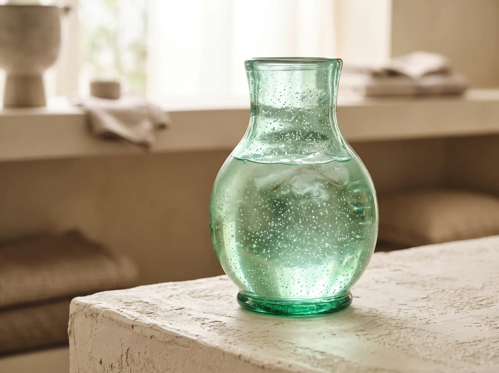 Carafe bullée vert d'eau