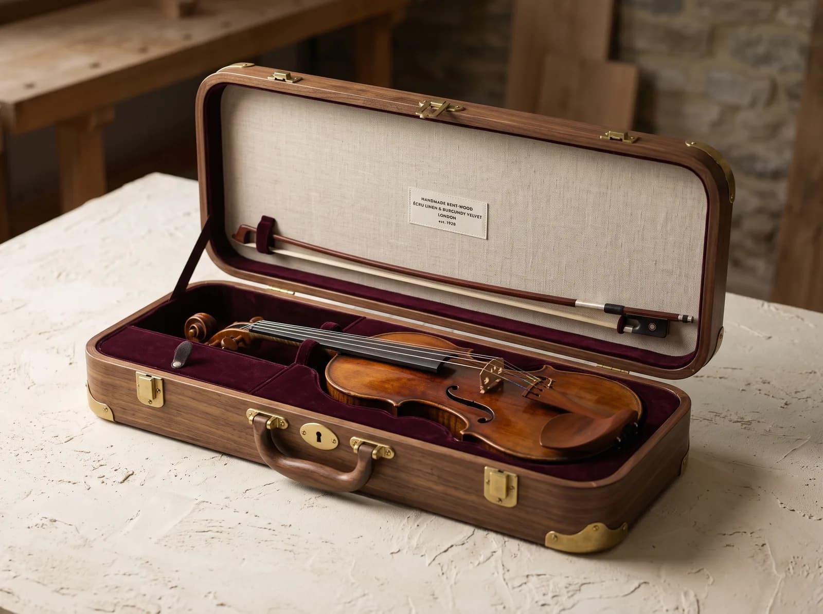Étui de violon en bois cintré
